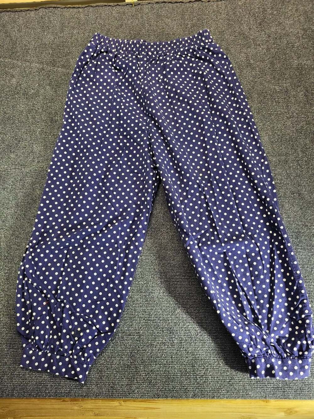 Vintage Britland Blue and White Polka Dot Elastic Waist Jogger Pants